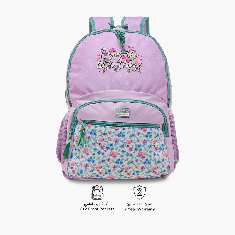 Roll road Backpack-My Little Garden-2 Cmprt-26 Liters-Girls (Polyester) Pink \ 33X46X17 - Image 4